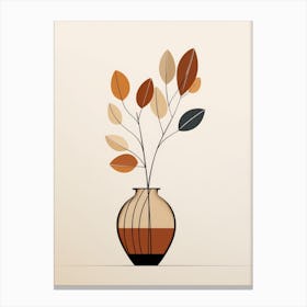 Abstract Vase With Leaves Canvas Print