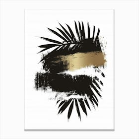 Abstract Black And Gold Palm Leaves Canvas Print