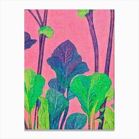 Bok Choy Risograph Retro Poster vegetable Canvas Print