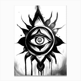 The Ajna Chakra, Symbol, Third Eye Black & White Canvas Print