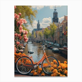 Amsterdam With A Bike Canvas Print