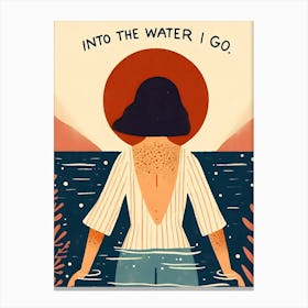 Into The Water I Go, short hair woman & sunset  Canvas Print