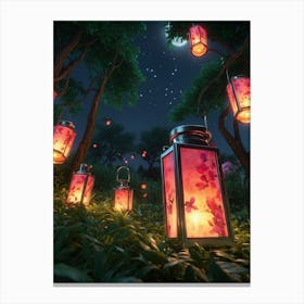 Lanterns In The Forest Canvas Print