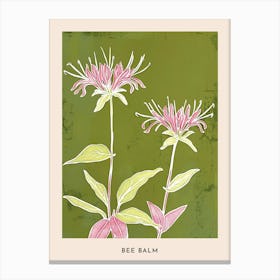 Pink & Green Bee Balm 2 Flower Poster Canvas Print