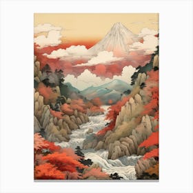 The Japanese Alps In Multiple Prefectures, Ukiyo E Drawing 3 Canvas Print
