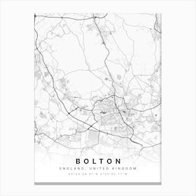 Bolton England White Map Canvas Print