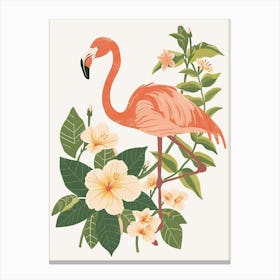 Jamess Flamingo And Plumeria Minimalist Illustration 4 Canvas Print