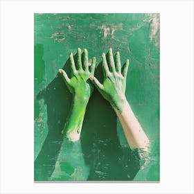 Hands Painted Green Canvas Print