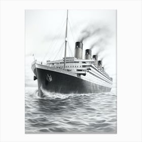 Titanic Sinking Ship Pencil Illustration 2 Canvas Print