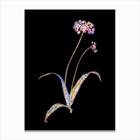 Stained Glass Spring Garlic Mosaic Botanical Illustration on Black Canvas Print