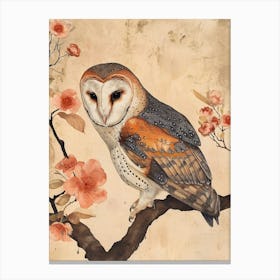 African Wood Owl Japanese Painting 3 Canvas Print
