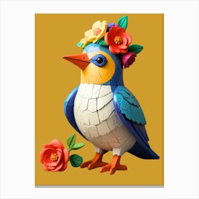 Bird With Flowers 4 Canvas Print