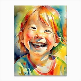 watercolor portrait of a joyful child 2 Canvas Print