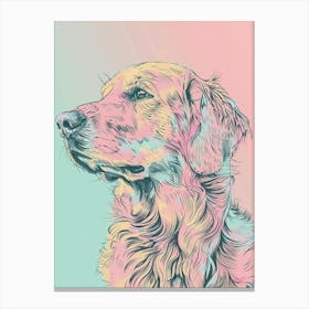 Flat Coated Retriever Dog Pastel Line Watercolour Illustration  1 Canvas Print