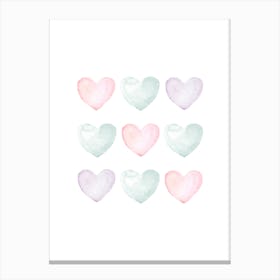 Pastel Hearts No 446 Canvas Print