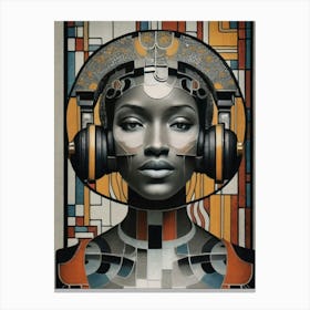 Woman With Headphones 22 Canvas Print