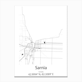 Sarnia,Canada Minimalist Map Canvas Print