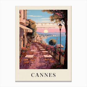 Cannes France 6 Vintage Pink Travel Illustration Poster Canvas Print