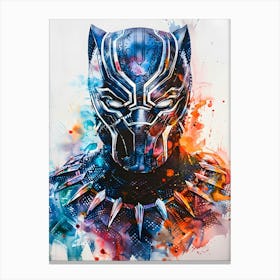 Black Panther Portrait Watercolor 1 Canvas Print