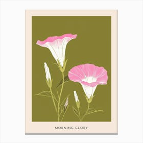 Pink & Green Morning Glory 1 Flower Poster Canvas Print