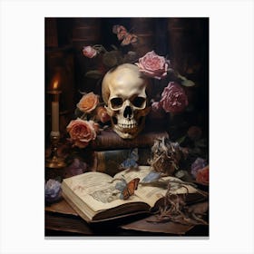 Skull in flowers 4 Canvas Print