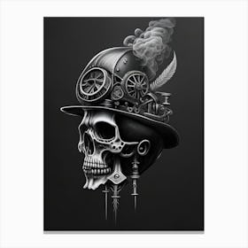 Skull With Tattoo Style Artwork Pastel 1 Stream Punk Canvas Print