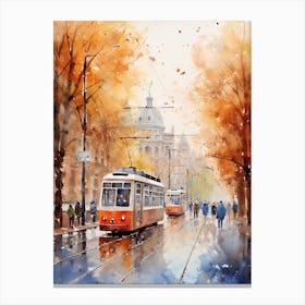 Berlin Germany In Autumn Fall, Watercolour 3 Canvas Print
