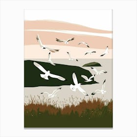 Seagulls At Dusk Canvas Print