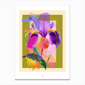 Iris 2 Neon Flower Collage Poster Canvas Print