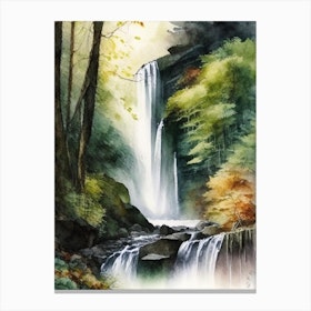 Henrhyd Falls, United Kingdom Water Colour  (1) Canvas Print