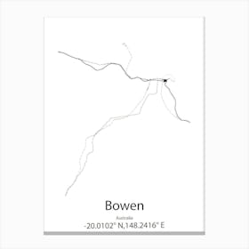 Bowen,Australia Minimalist Map Canvas Print