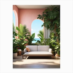 Tropical Living Room 1 Canvas Print