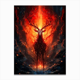 Deer In Flames Canvas Print