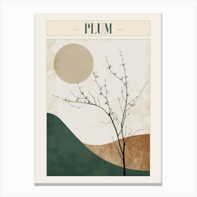 Plum Tree Minimal Japandi Illustration 2 Poster Canvas Print