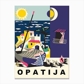 Opatia, Collage, Vintage Travel Poster in Pop Art Style. Canvas Print