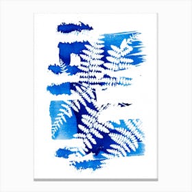 Abstract Blue Ferns Canvas Print