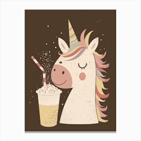 Unicorn Drinking A Rainbow Sprinkles Milkshake Uted Pastels 2 Canvas Print