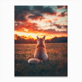 Sunset Fox. Generated AI. Art Print Canvas Print