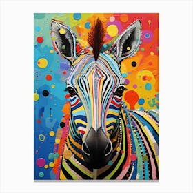 Rainbow Dotty Zebra 4 Canvas Print