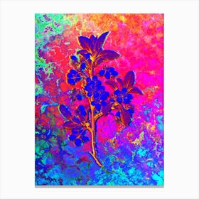 White Plum Flower Botanical in Acid Neon Pink Green and Blue n.0348 Canvas Print