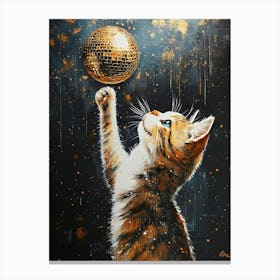 Cat With Disco Ball 2 Canvas Print