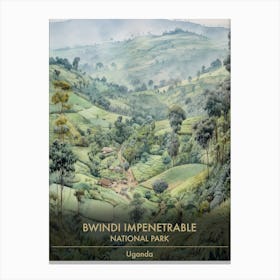 Bwindi Impenetrable National Park Uganda Watercolour 4 Canvas Print