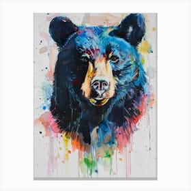 Black Bear Colourful Watercolour 2 Canvas Print