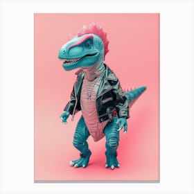 Punky Dinosaur In A Leather Jacket 3 Canvas Print