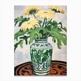 Flowers In A Vase Still Life Painting Chrysanthemum 1 Canvas Print