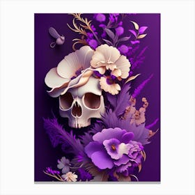 Animal Skull Purple 1 Vintage Floral Canvas Print