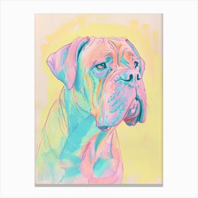 Pastel Neapolitan Mastiff Dog Pastel Line Illustration 2 Canvas Print