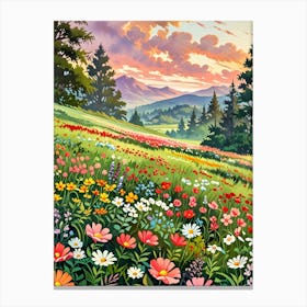 Meadow At Sunset Canvas Print