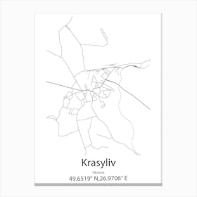 Krasyliv,Ukraine Minimalist Map Canvas Print