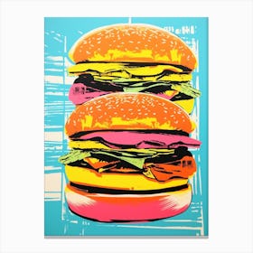 Hamburger Pop Art Retro 2 Canvas Print